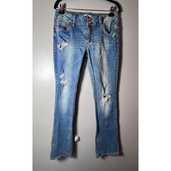 ✨Refuge size 14 women's Slim Bootcut Distressed Jeans Light Wash  Stretch Denim - Picture 1 of 9